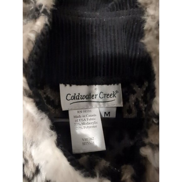 Coldwater Creek Snow Leopard Faux Fur Button Up Vest Women's Size M - Picture 2 of 7